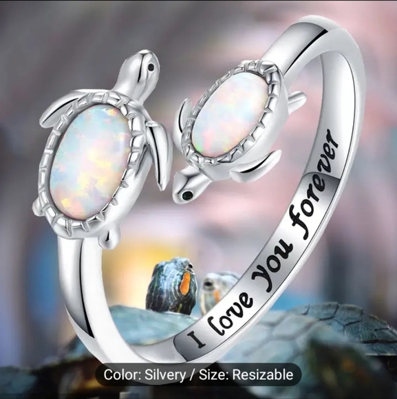 Turtles "I Love You Forever "Ring-resizable - Picture 2 of 4